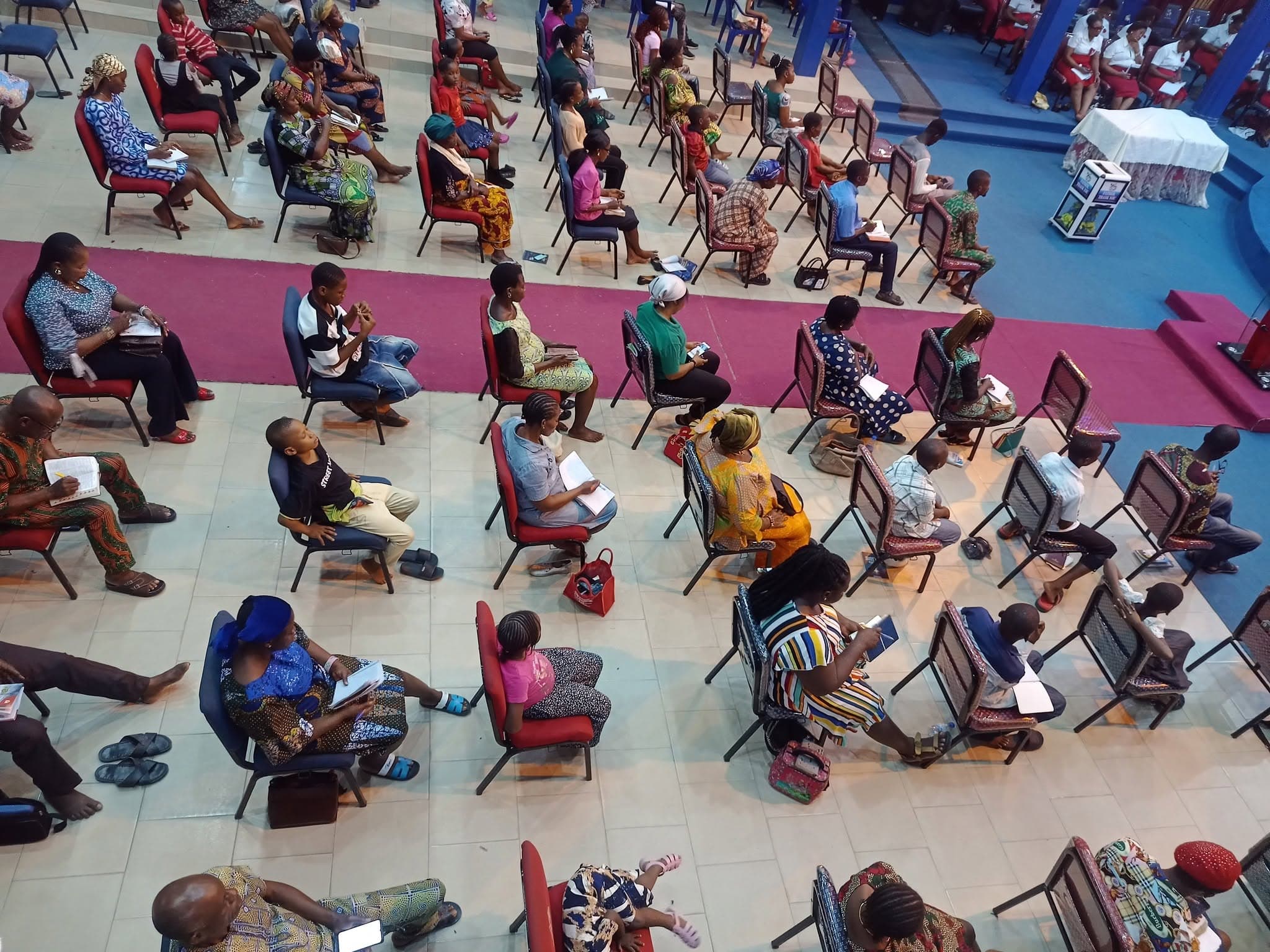 A view across the congregation during a service